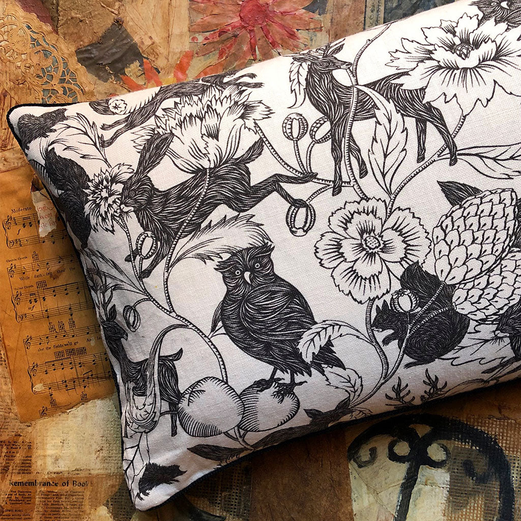 Black And White Patched Throw Pillow