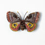 Beaded Yellow, Rust, Brown & Copper Butterfly Embroidered Pin by Trovelore