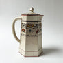 Vintage Transferware Ceramic Pitcher with Lid