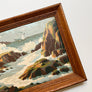Rocky Beach with Seagulls - Original Painting on Board in Wood Frame