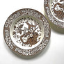Vintage Brown Transferware Wedgwood Ceramic Bowl Plates (Set of 2)