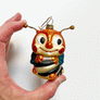 Happy Bee Glass Ornament