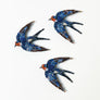 Beaded Orange Face Swallow Embroidered Pin by Trovelore