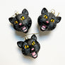 Black Cat Head Glass Ornament