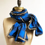 Royal Blue & Black Check Flannel Scarf