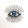Beaded Radiant Blue Eye Embroidered Pin by Trovelore