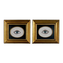 Don Carney Pair of Blue Eyes - Art Prints in Vintage Gold Tone Frames with Black Oval Insets