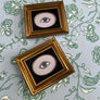 Don Carney Pair of Blue Eyes - Art Prints in Vintage Gold Tone Frames with Black Oval Insets