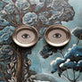 Don Carney Pair of Blue Eyes Art Prints in Silver Oval Frames