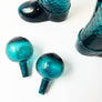 Vintage Glass Boot Decanters with Stoppers Made in Italy (Set of 2)