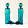 Vintage Glass Boot Decanters with Stoppers Made in Italy (Set of 2)
