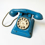Vintage Blue Metal Toy Phone with White Dial Made in the U.S.A.