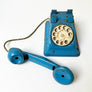 Vintage Blue Metal Toy Phone with White Dial Made in the U.S.A.
