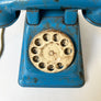 Vintage Blue Metal Toy Phone with White Dial Made in the U.S.A.
