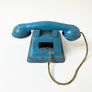 Vintage Blue Metal Toy Phone with White Dial Made in the U.S.A.
