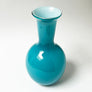 Vintage Deep Aqua Blue Tall Glass Vase