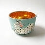 Waylande Gregory Deep Bowl with Leopards & Gold Dots Aqua