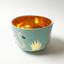 Waylande Gregory Deep Bowl with Leopards & Gold Dots Aqua