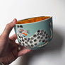 Waylande Gregory Deep Bowl with Leopards & Gold Dots Aqua