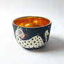 Waylande Gregory Deep Bowl with Leopards & Gold Dots Matte Black