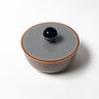Polished Lucite Keepsake Box: Brown, Cream, Grey Round
