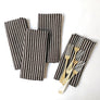 Chocolate Brown Stripe Linen Napkins (Set of 4)