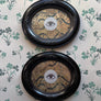 Don Carney Pair of Brown Eyes - Art Prints with Floral Pattern Border in Victorian Carved Black Oval Frames