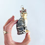 Green Eye Tabby Cat Glass Ornament
