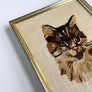 Original Cat Needlework in Vintage Silver Tone Frame