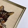 Original Cat Needlework in Vintage Silver Tone Frame