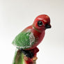 Vintage Chalkware Red & Green Bird