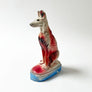 Vintage Chalkware Seated Dog on a Blue Base