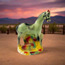Vintage Chalkware Green Horse