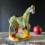 Vintage Chalkware Green Horse