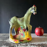 Vintage Chalkware Green Horse