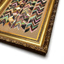 Don Carney: Pink, Brown & Turquoise Chevron, Original Block Print on Paper in Vintage Frame