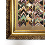 Don Carney: Pink, Brown & Turquoise Chevron, Original Block Print on Paper in Vintage Frame