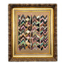 Don Carney: Pink, Brown & Turquoise Chevron, Original Block Print on Paper in Vintage Frame