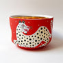 Waylande Gregory Deep Bowl with Leopards & Gold Dots Orange