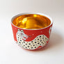 Waylande Gregory Deep Bowl with Leopards & Gold Dots Orange