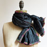 PATCH NYC Black Pinstripe Classic Linen Scarf