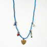 Collage Necklace: Cornflower Blue with Eagle Ribbon Shield Charm (S26I)