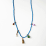 Collage Necklace: Cornflower Blue with WIse Owl Charm (S26J)