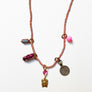 Collage Necklace: Blush Pink & Cat Head with Bow (JU12)