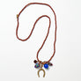 Collage Necklace: Navy Blue & Orange with Horseshoe (JU7)