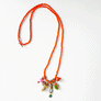 Collage Necklace: Orange with Fairy Tale House Boot Charm (S26Y)