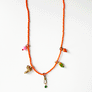 Collage Necklace: Orange with Fairy Tale House Boot Charm (S26Y)