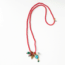 Collage Necklace: Red with Faceted Gem Charm (S261)