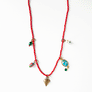 Collage Necklace: Red with Faceted Gem Charm (S261)
