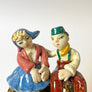 Vintage Handmade Girosi Ceramic Seated Folk Couple Made in Italy